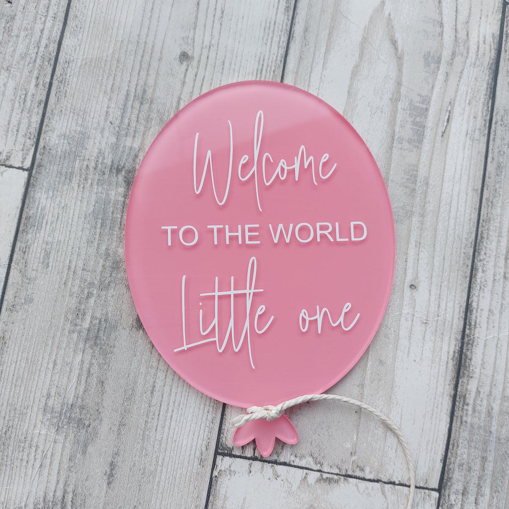 Painted Acrylic Birth Announcement Balloon: Baby Photo Prop