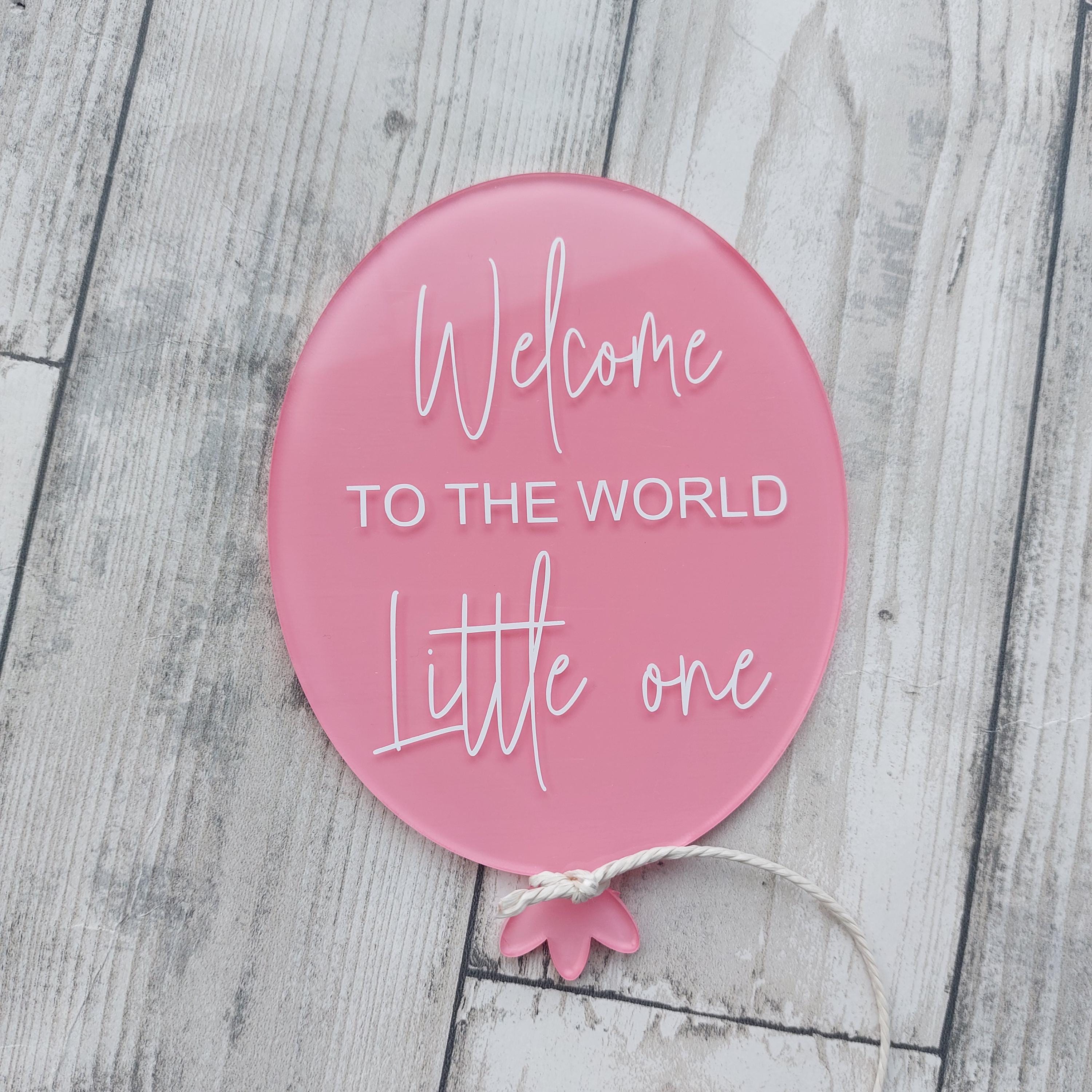 Painted Acrylic Birth Announcement Balloon: Baby Photo Prop