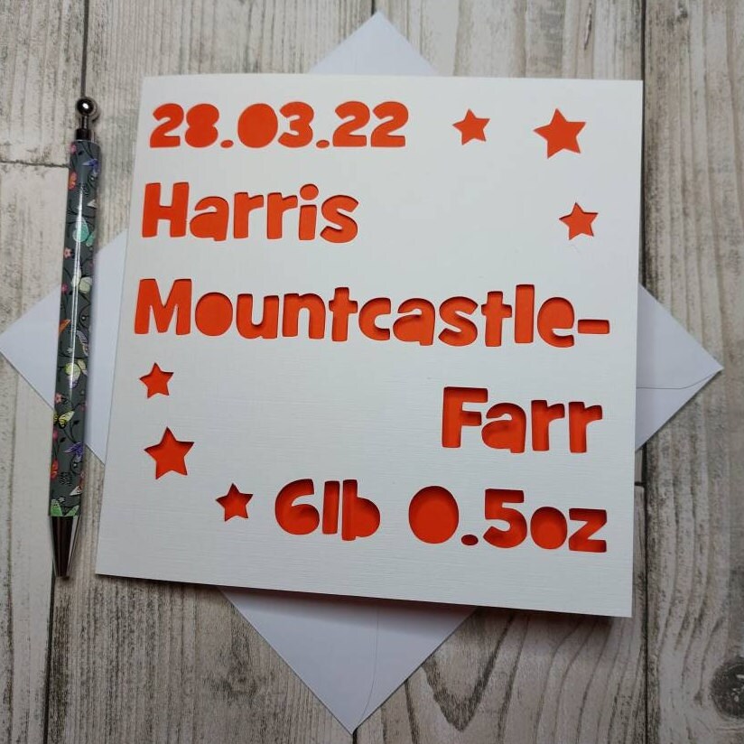 Personalised New Baby Card: Handmade Congratulations Card