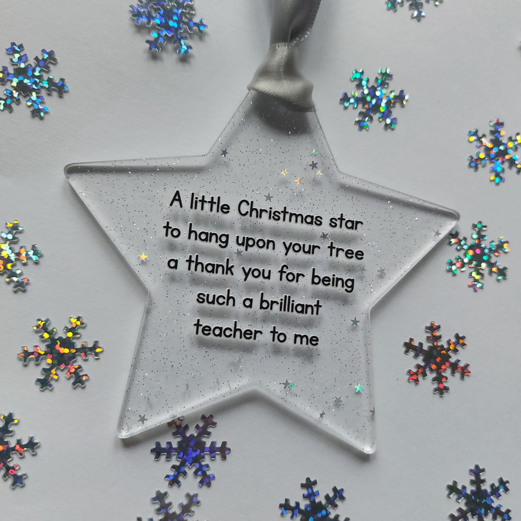 Personalised Teacher Christmas Star Bauble, Thank You Gift