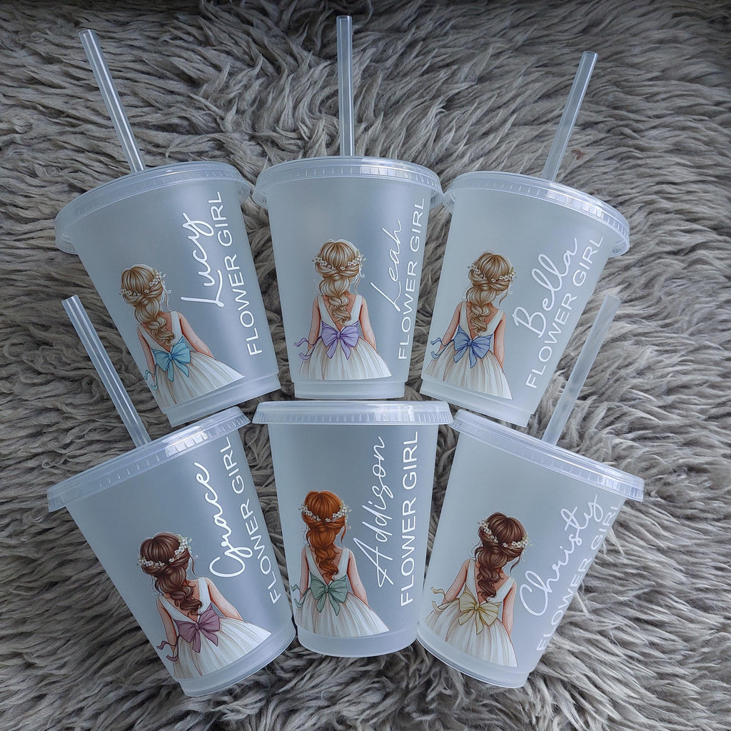 Personalised Flower Girl Cold Cup: Wedding Party Favour