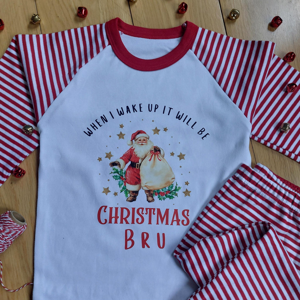 Personalised Kids Christmas Eve Pyjamas, When I Wake Up Pyjamas