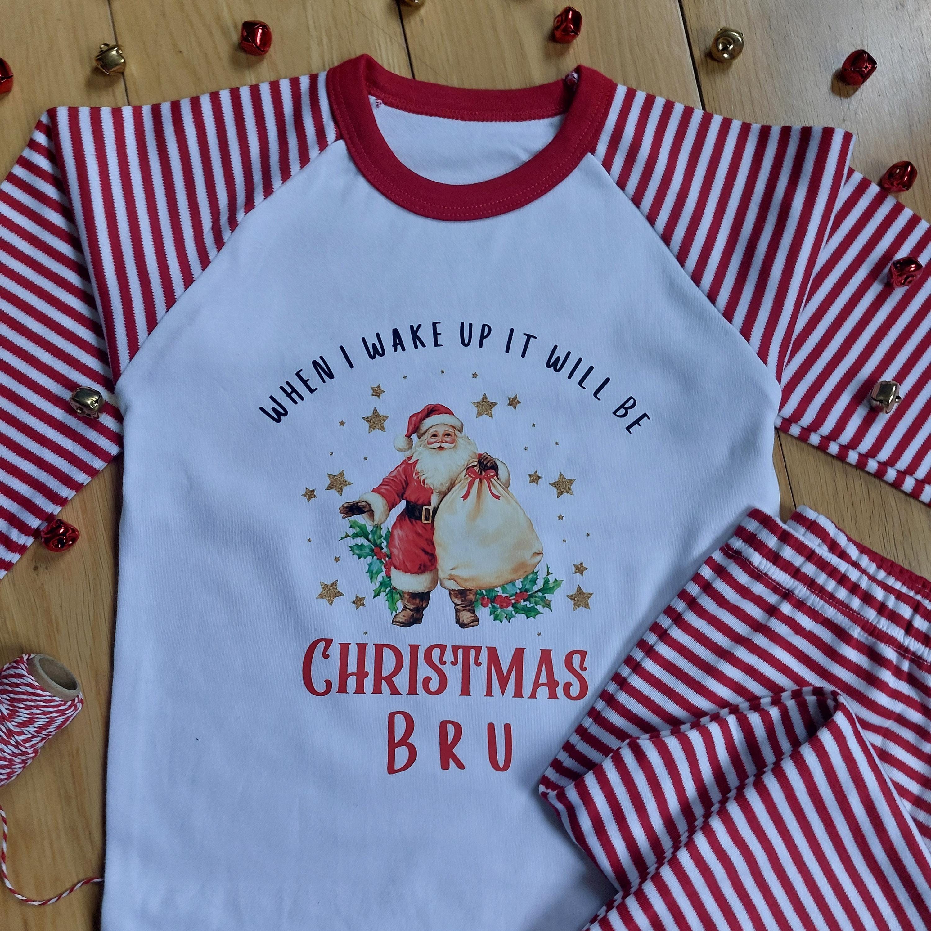 Personalised Kids Christmas Eve Pyjamas, When I Wake Up Pyjamas