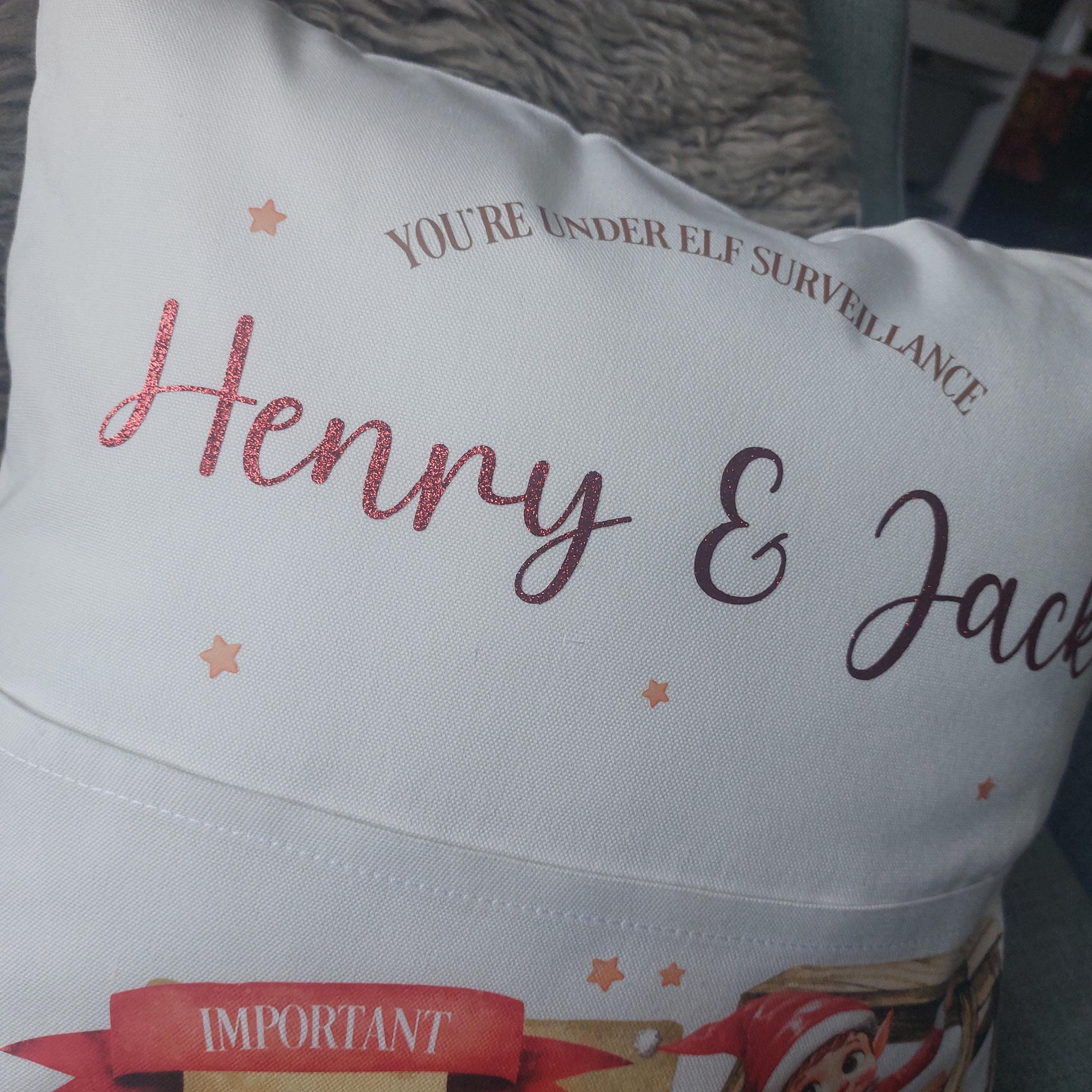 Personalised Elf Arrival Cushion: Christmas Keepsake