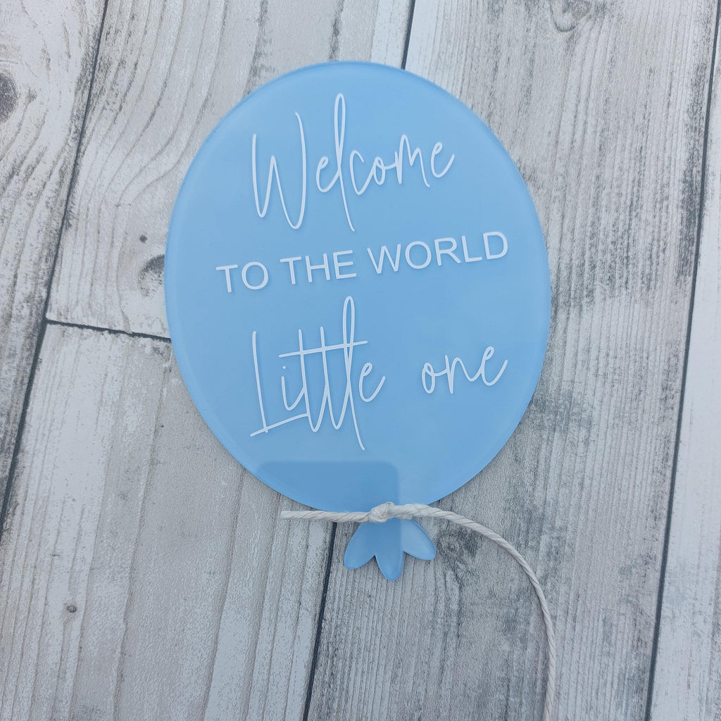 Painted Acrylic Birth Announcement Balloon: Baby Photo Prop