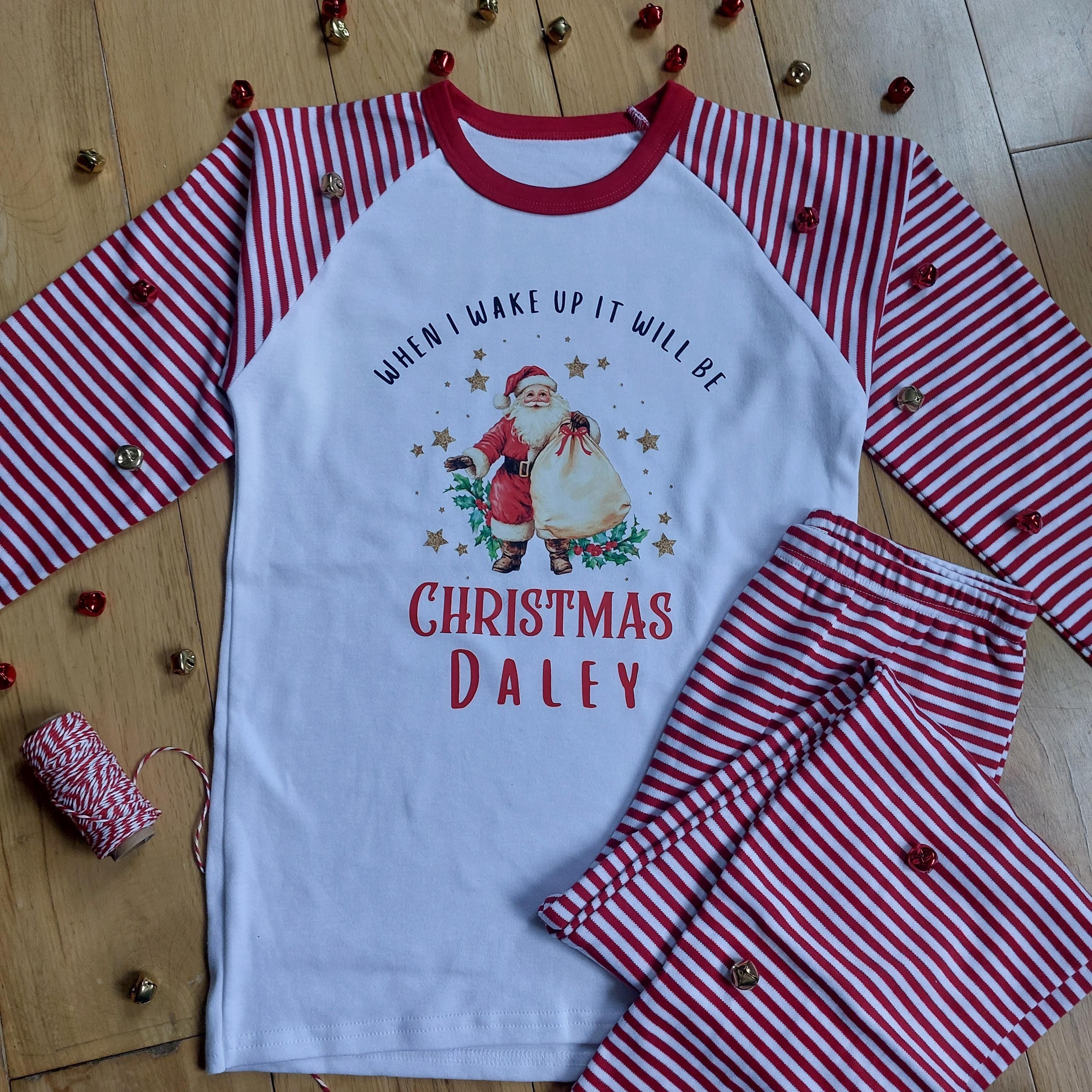 Personalised Kids Christmas Eve Pyjamas, When I Wake Up Pyjamas