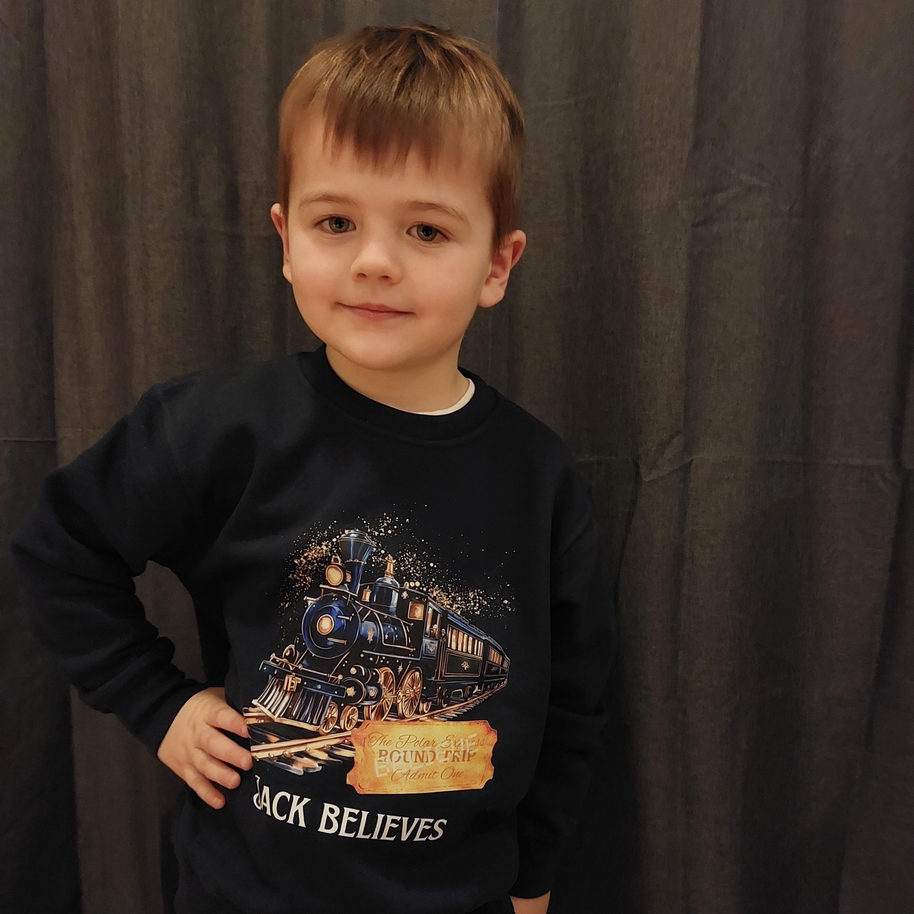 Personalised Kids Christmas Train Sweatshirt, Festive Jumper