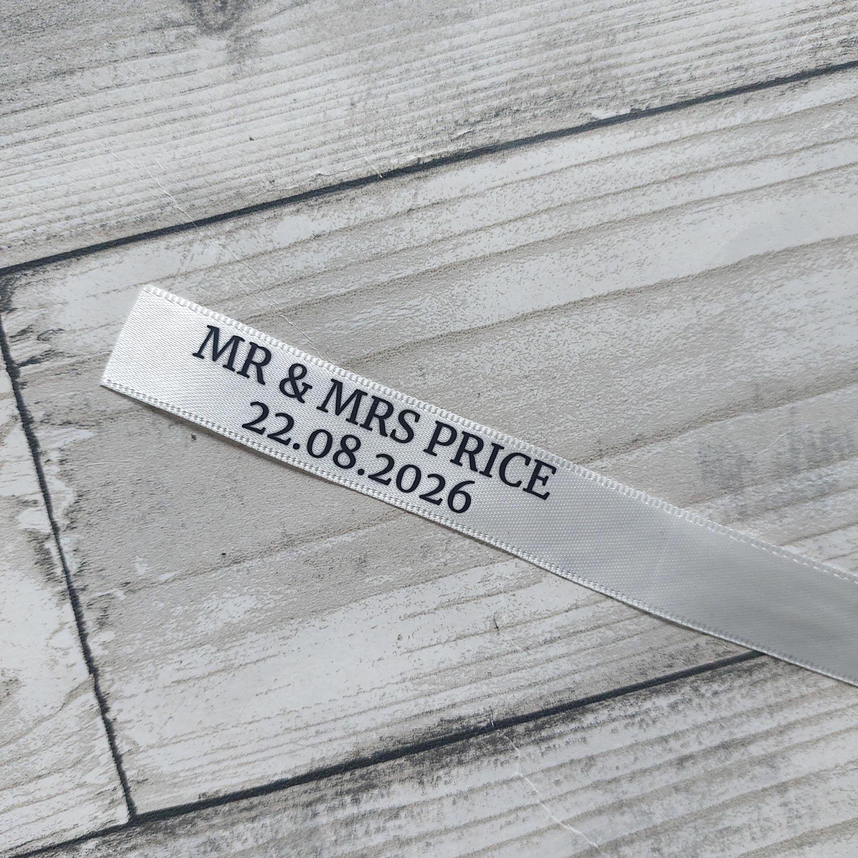 Personalised Wedding Satin Ribbon, Name Place Setting, Wedding Name Setting
