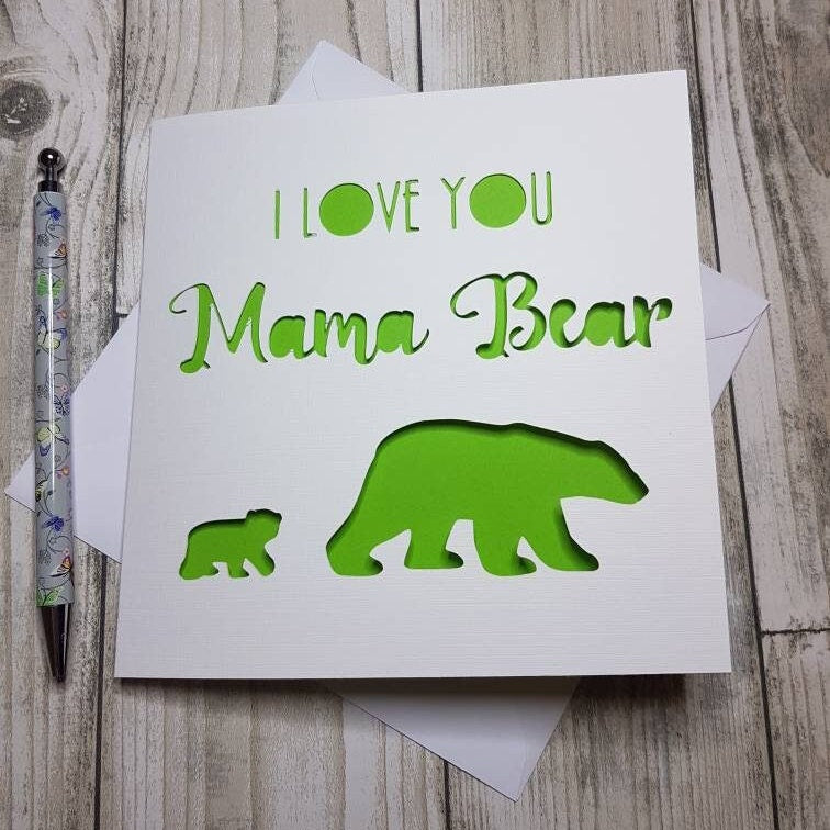 Mama Bear Papercut Card, Mother's Day Gift