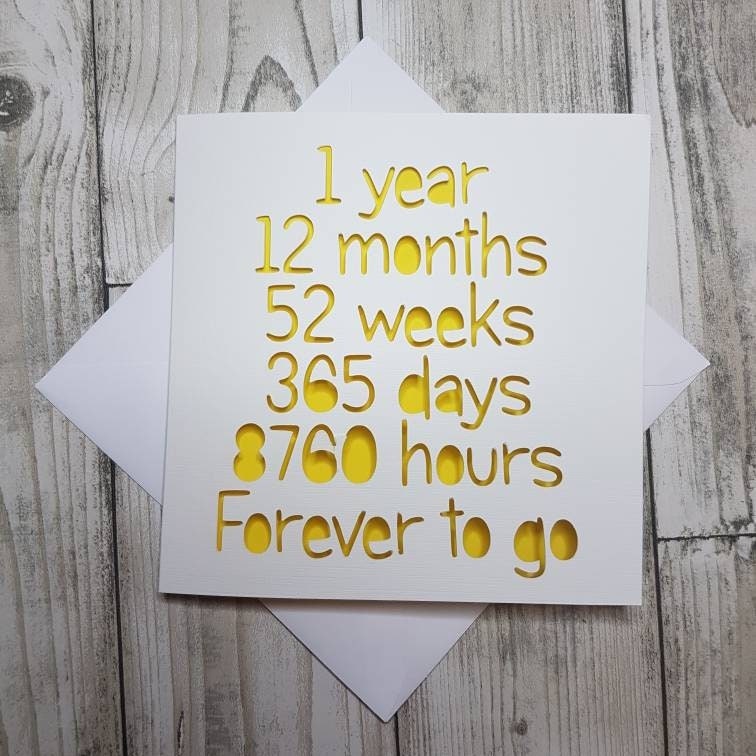 First Anniversary Card, 1st Anniversary Card, 1st Anniversary Gift, Paper Anniversary, First Wedding Anniversary, 1st Wedding Anniversary