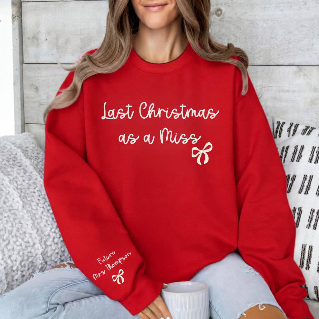Personalised Last Christmas as a Miss Jumper – Bow Design