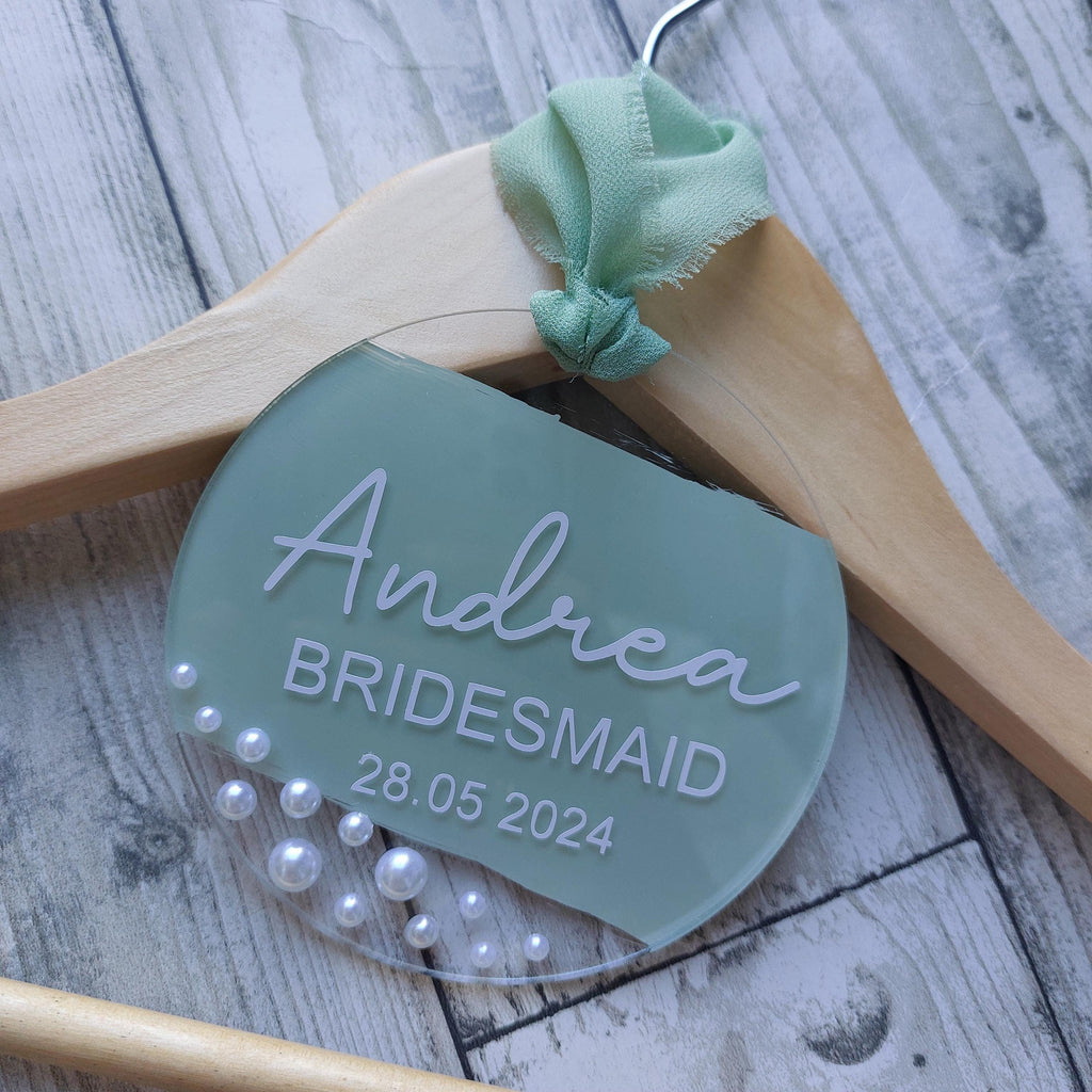 Personalised Wedding Hanger Tag, Bridesmaid Gift, Wedding Dress Photo Prop