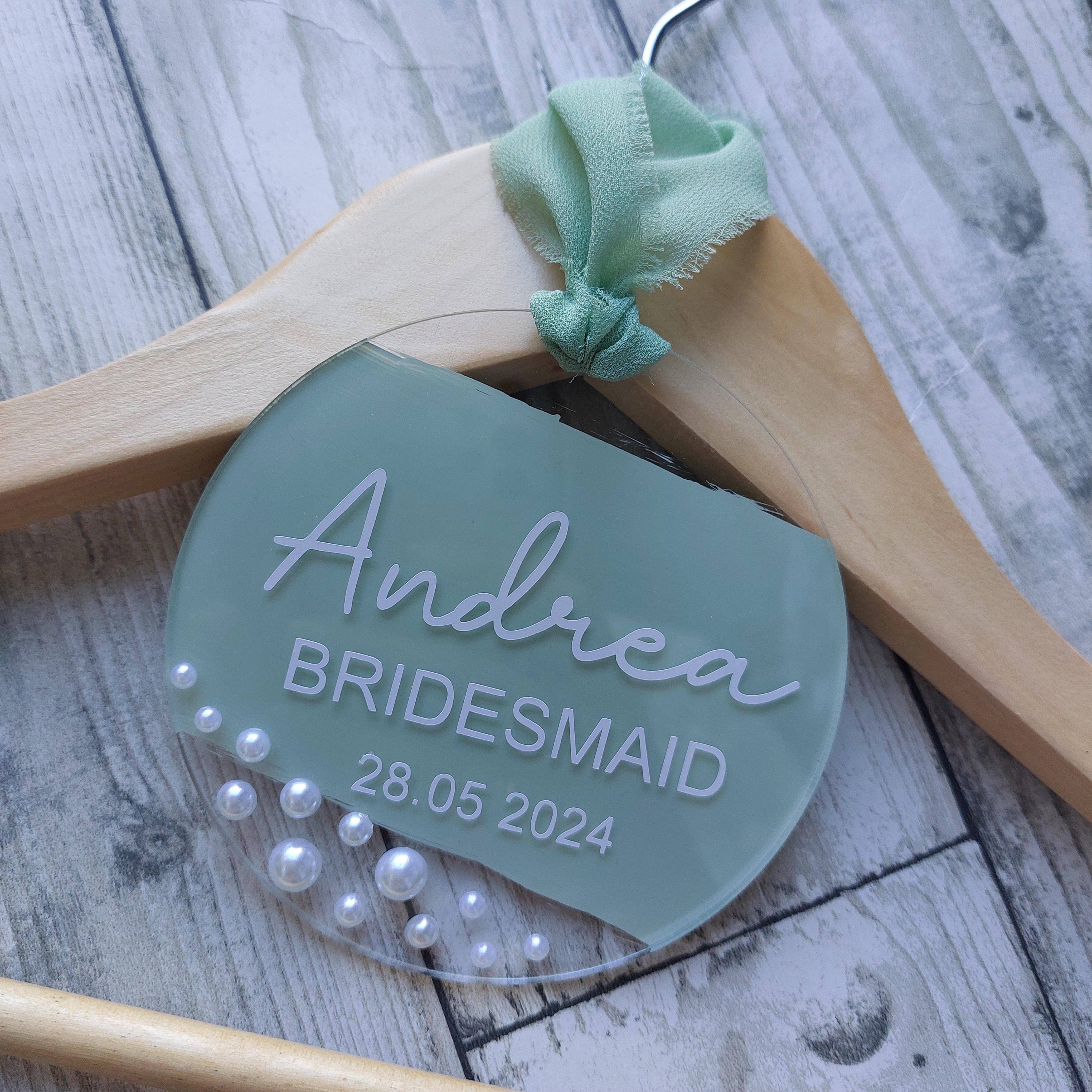 Personalised Wedding Hanger Tag, Bridesmaid Gift, Wedding Dress Photo Prop