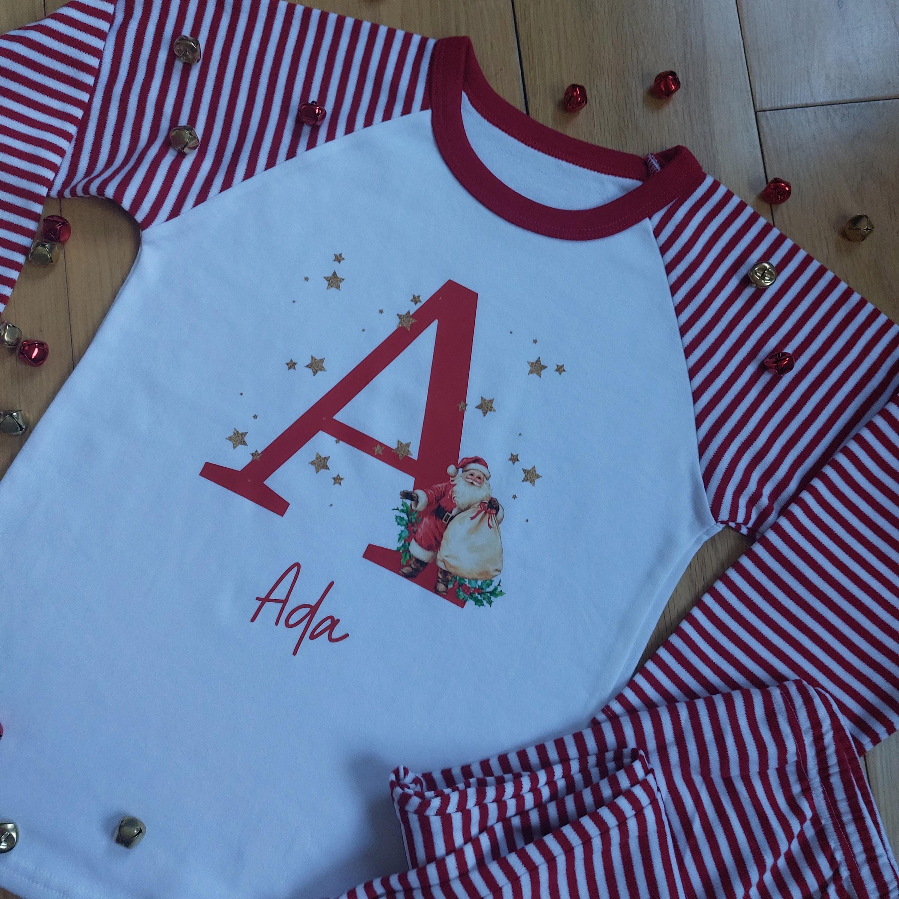 Personalized Santa Christmas Pyjamas, Matching Family Cotton PJs