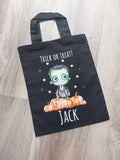 Personalised Halloween Trick or Treat Bag: Frankenstein, Dracula, Witch, Pumpkin