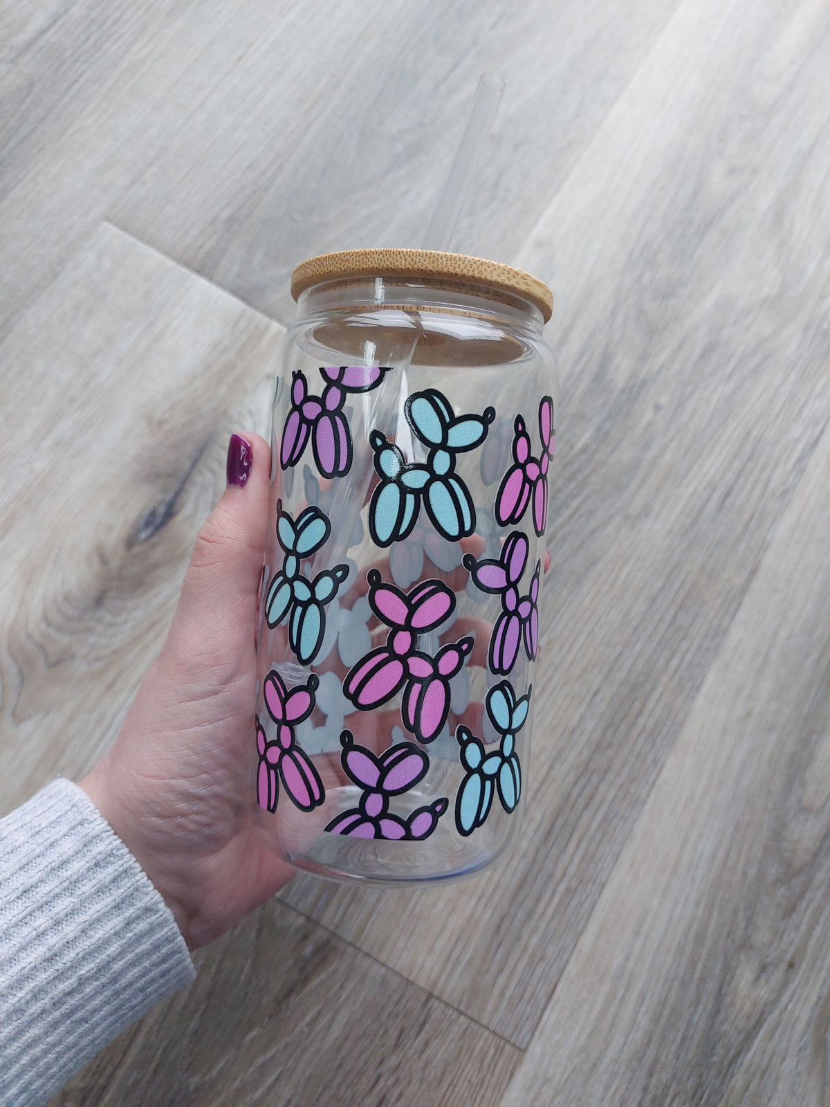 Glass cups with bamboo lid: Various designs