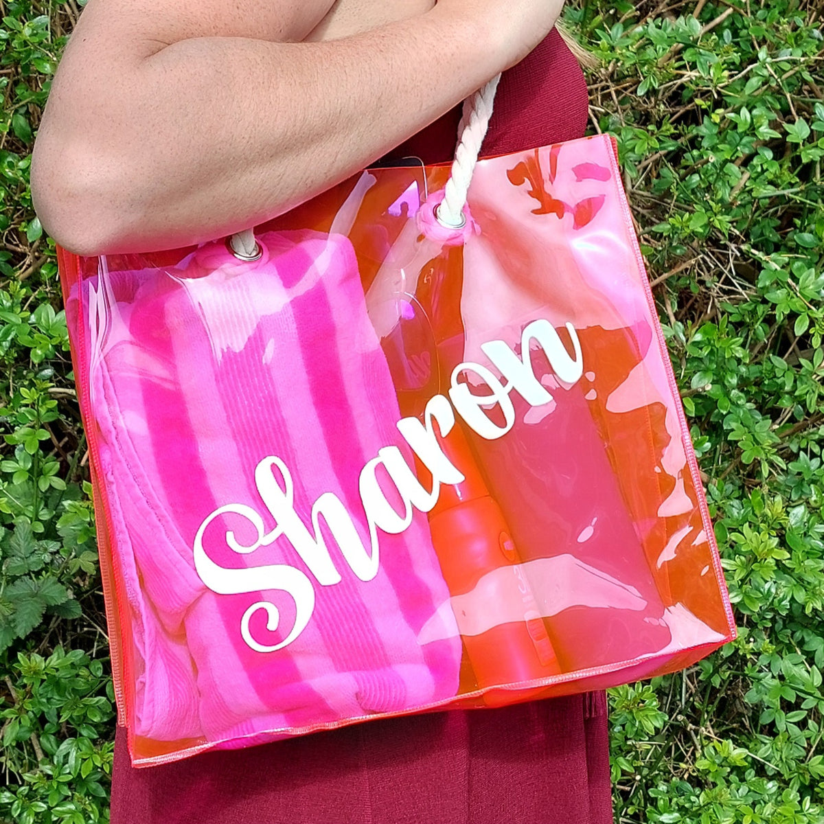 Personalised Pink PVC Beach Bag