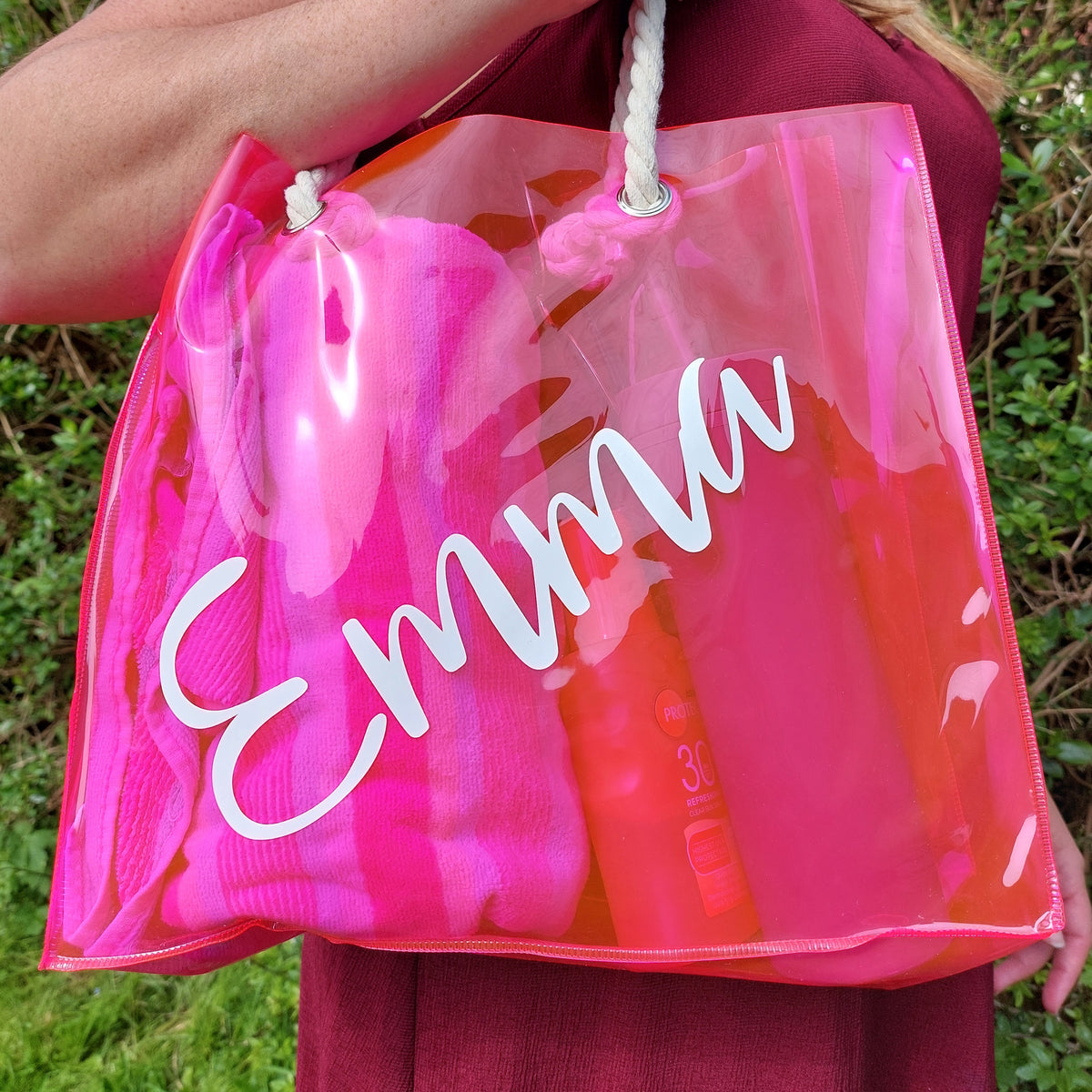 Personalised Pink PVC Beach Bag