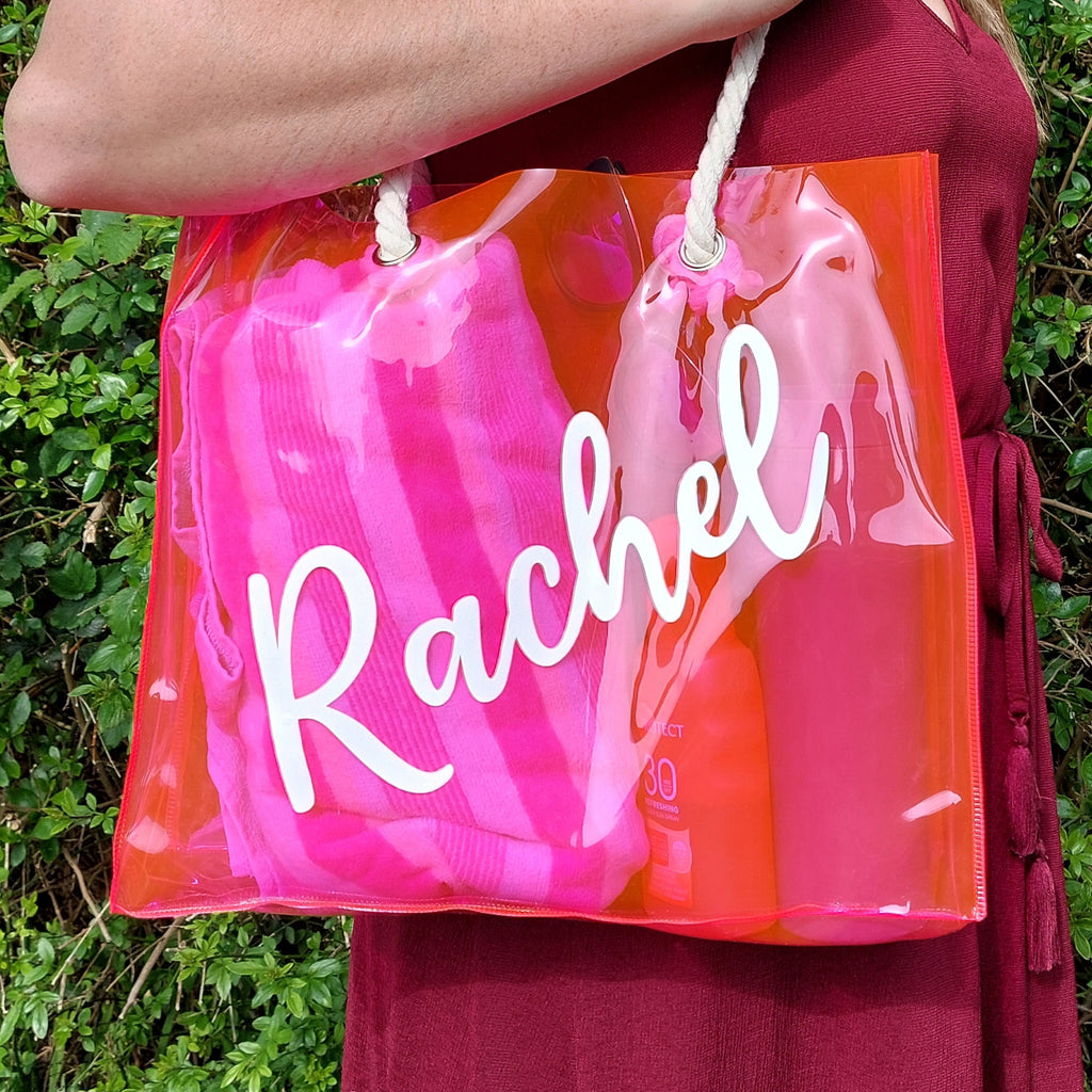 Personalised Pink PVC Beach Bag