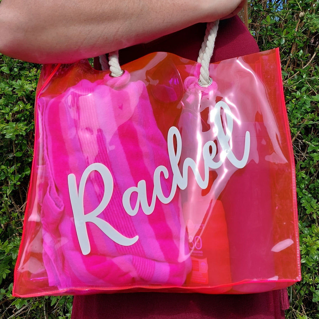 Personalised Pink PVC Beach Bag