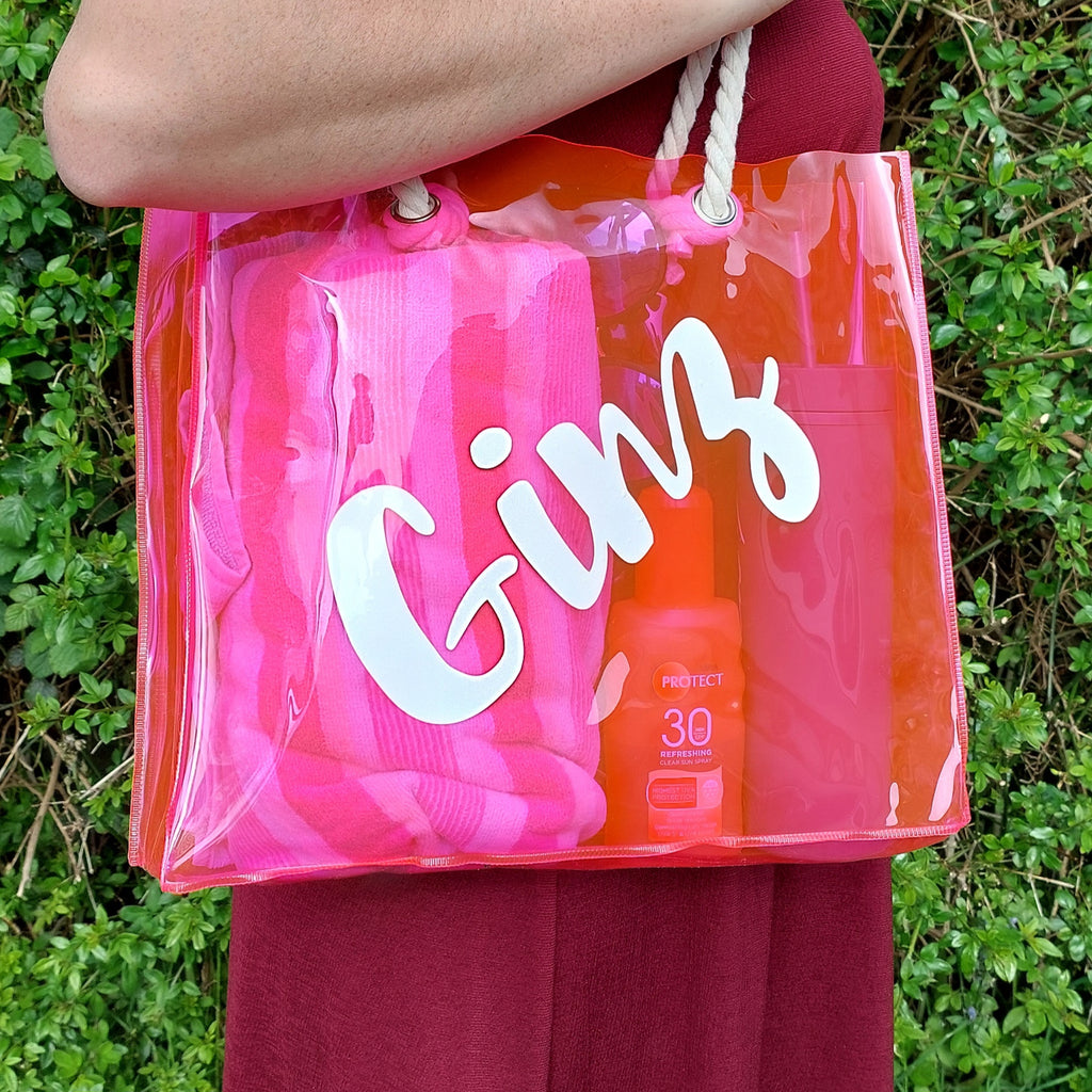 Personalised Pink PVC Beach Bag