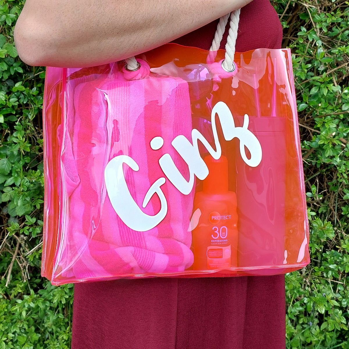 Personalised Pink PVC Beach Bag