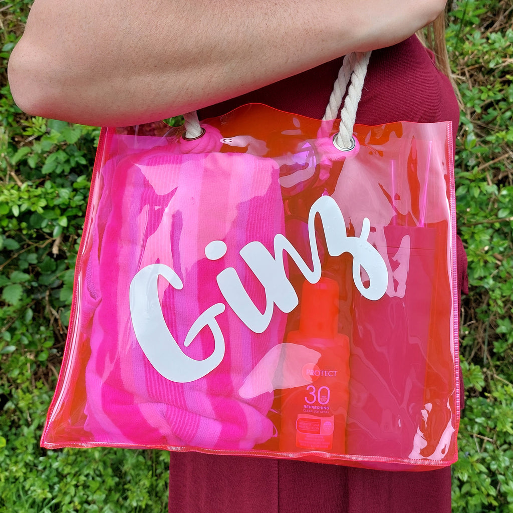Personalised Pink PVC Beach Bag