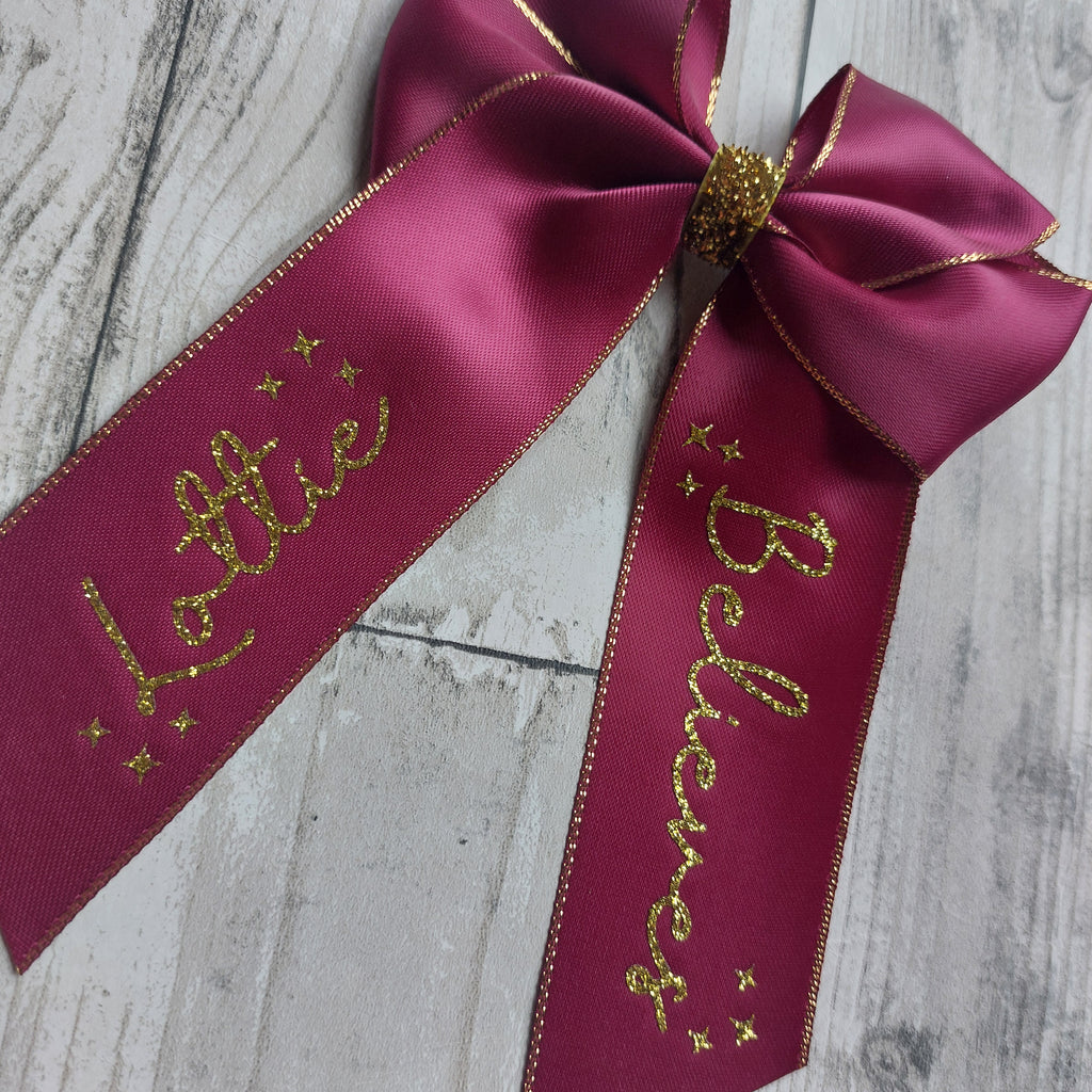 Navy or Wine red Christmas glitter accent bows, Christmas believe hair bow