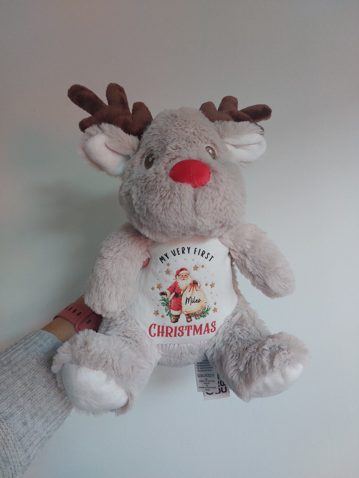 Personalised First Christmas Reindeer Plush – Name Keepsake