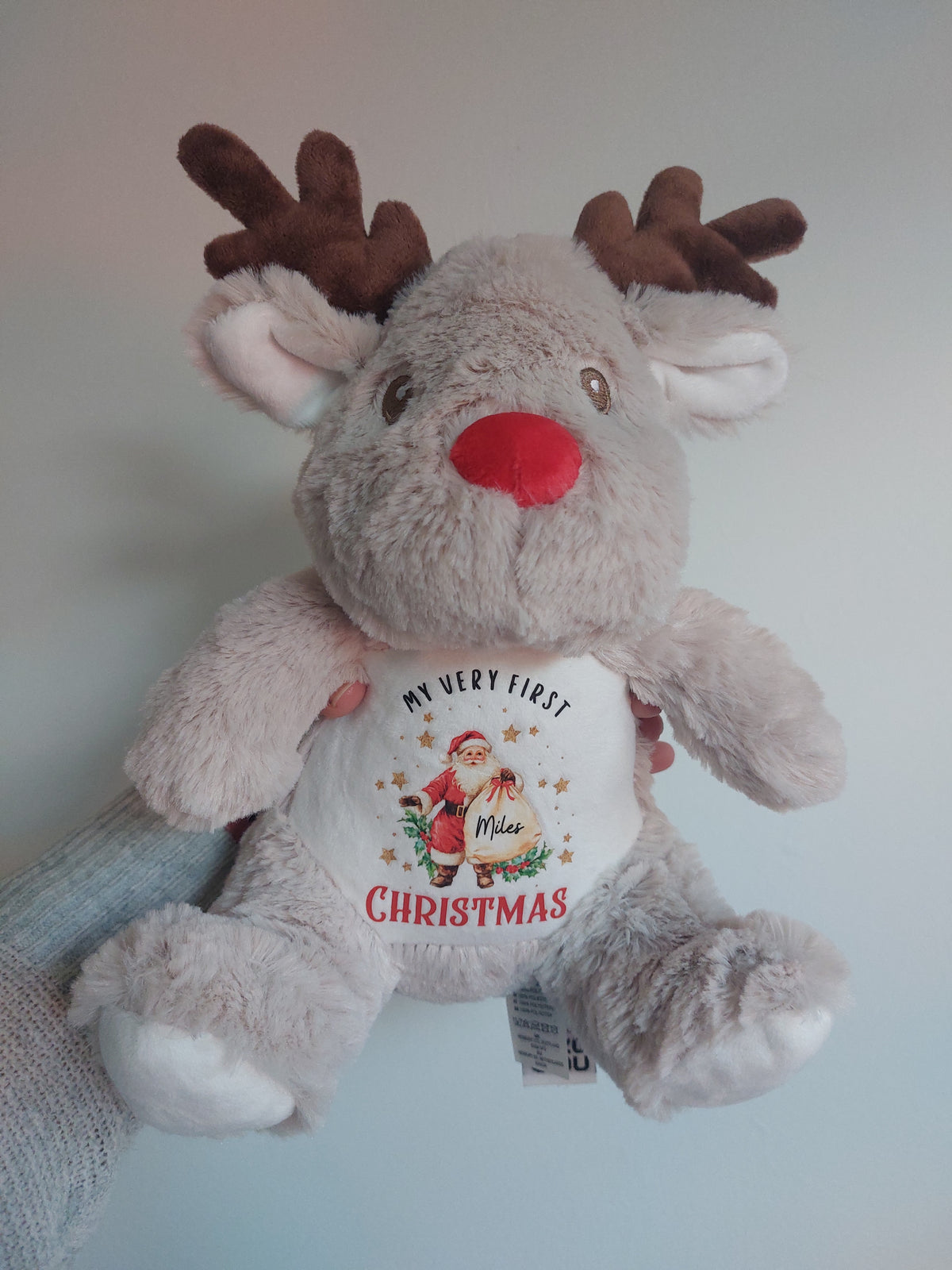 Personalised First Christmas Reindeer Plush – Name Keepsake