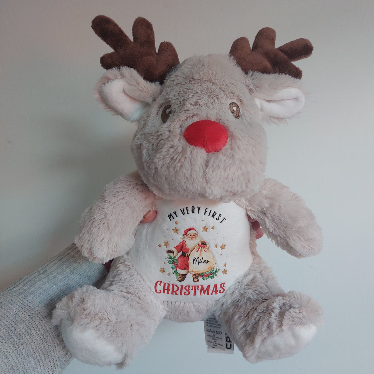 Personalised First Christmas Reindeer Plush – Name Keepsake