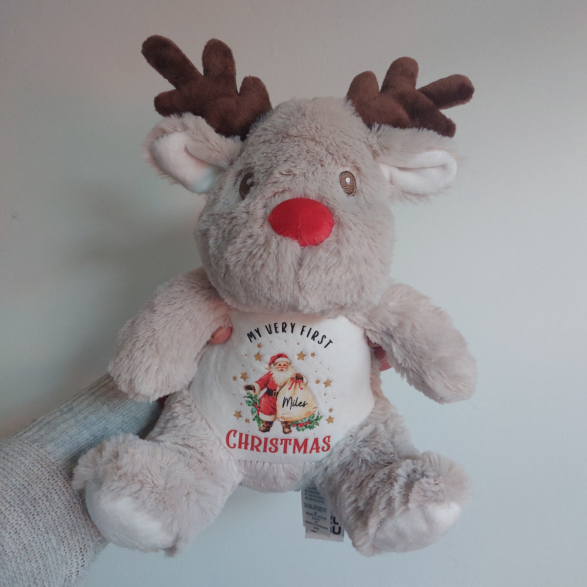 Personalised First Christmas Reindeer Plush – Name Keepsake