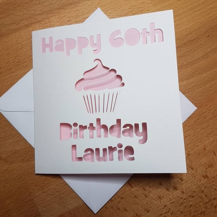 Personalised Papercut Birthday Card: Cupcake Design, Any Age