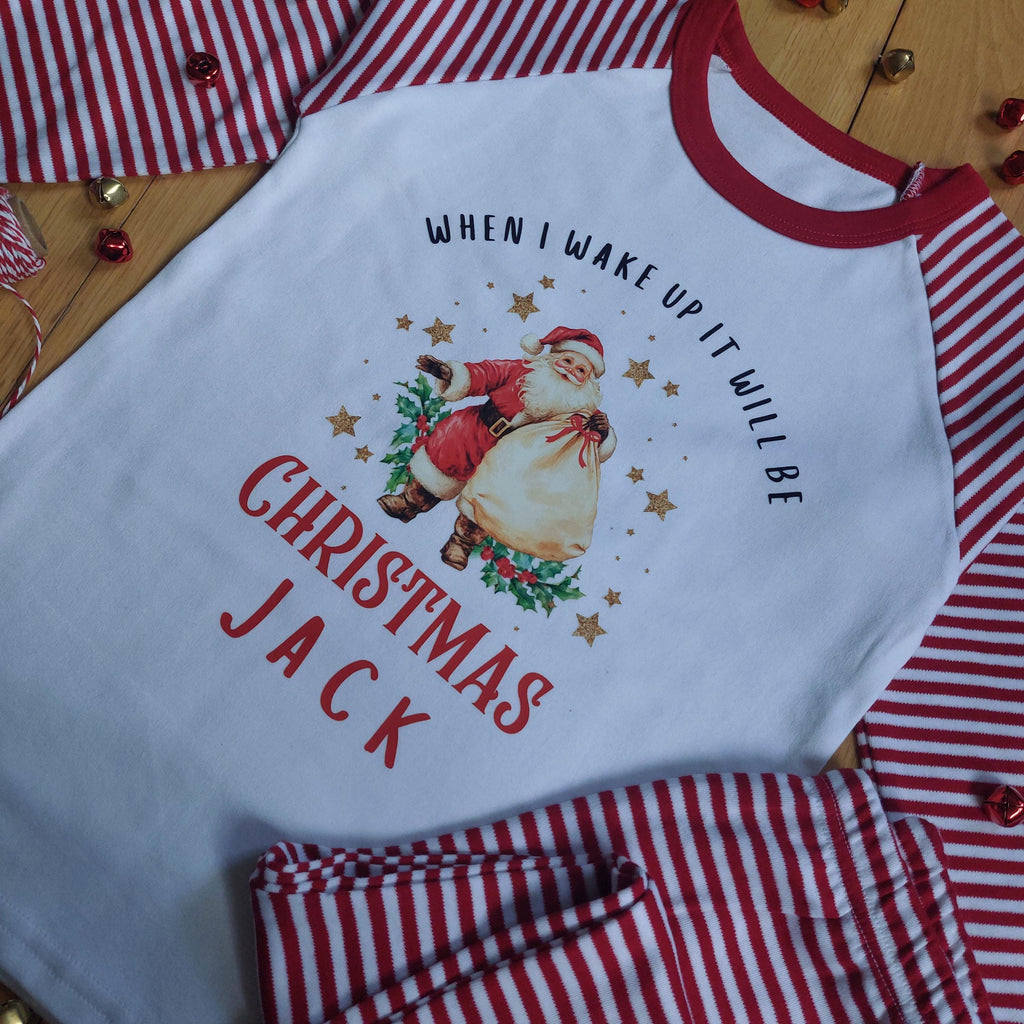 Personalised Kids Christmas Eve Pyjamas, When I Wake Up Pyjamas