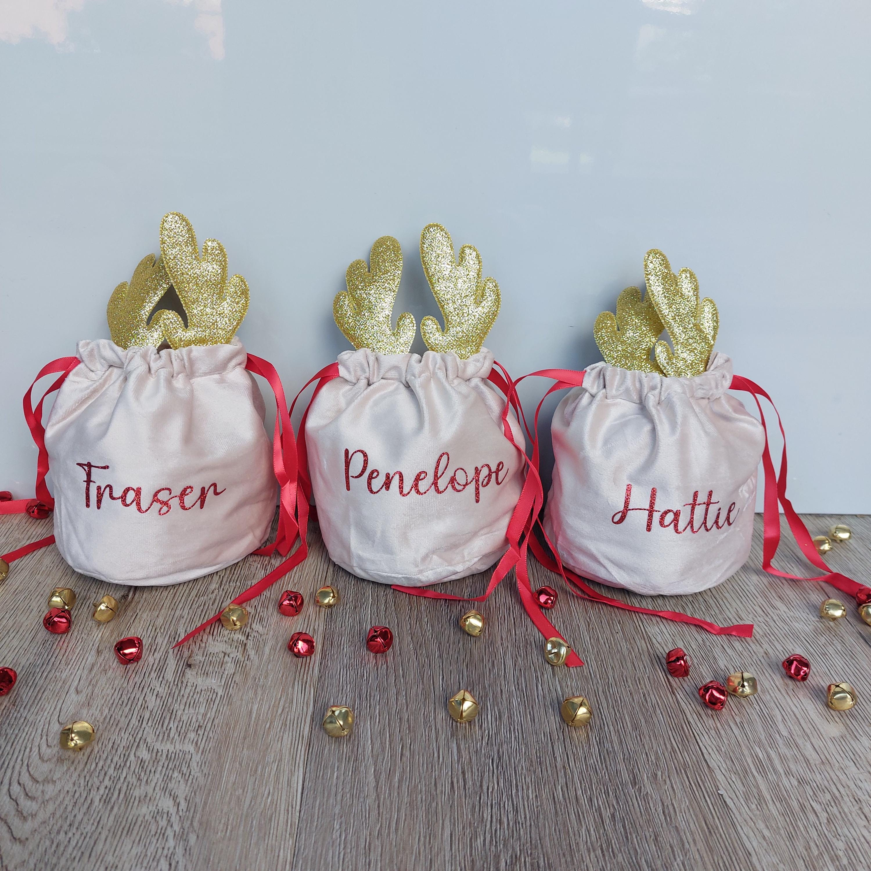 Personalised Velvet Reindeer Treat Bag: Christmas Eve Box Filler