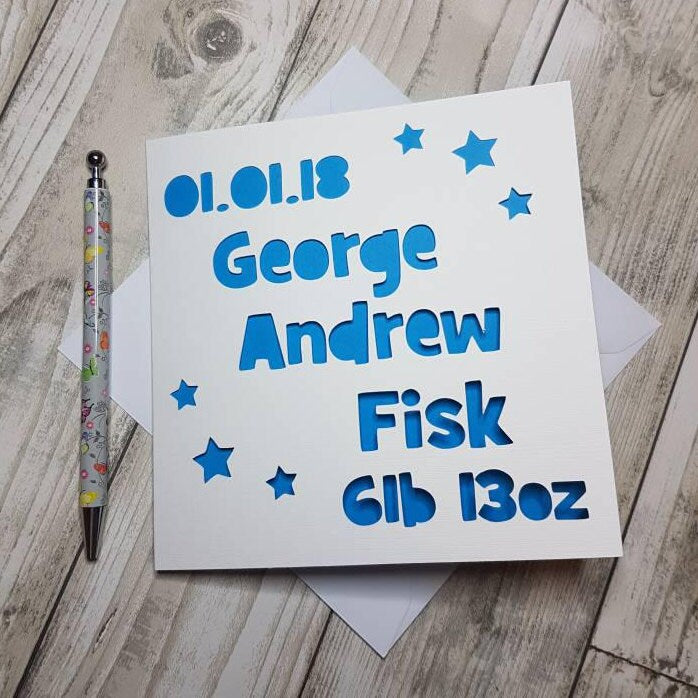 Personalised New Baby Card: Handmade Congratulations Card