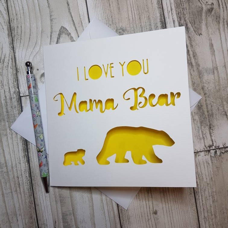 Mama Bear Papercut Card, Mother's Day Gift