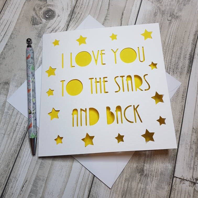 I Love You To The Stars Papercut Card, Papercut Valentines Card, Love card