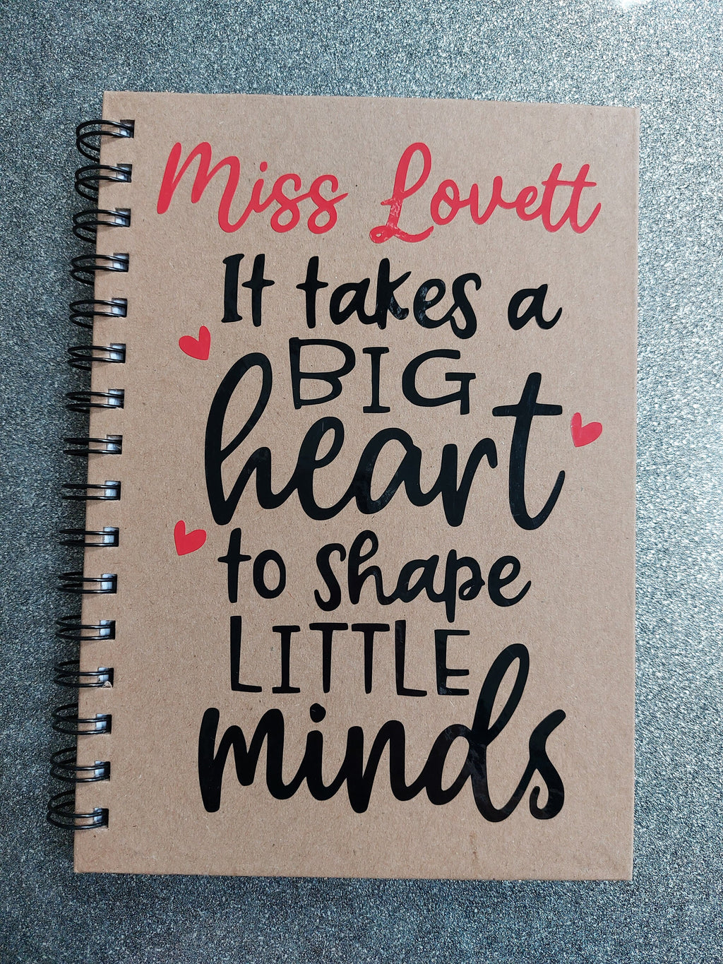 Personalised Teacher Notebook: Kraft A5, Thank You Teacher Gift