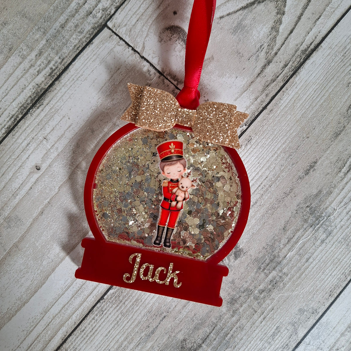 Personalised Nutcracker Boy Shaker Christmas Bauble