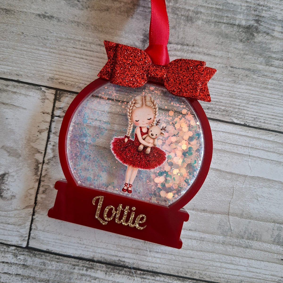 Personalised Christmas Girl Shaker Bauble