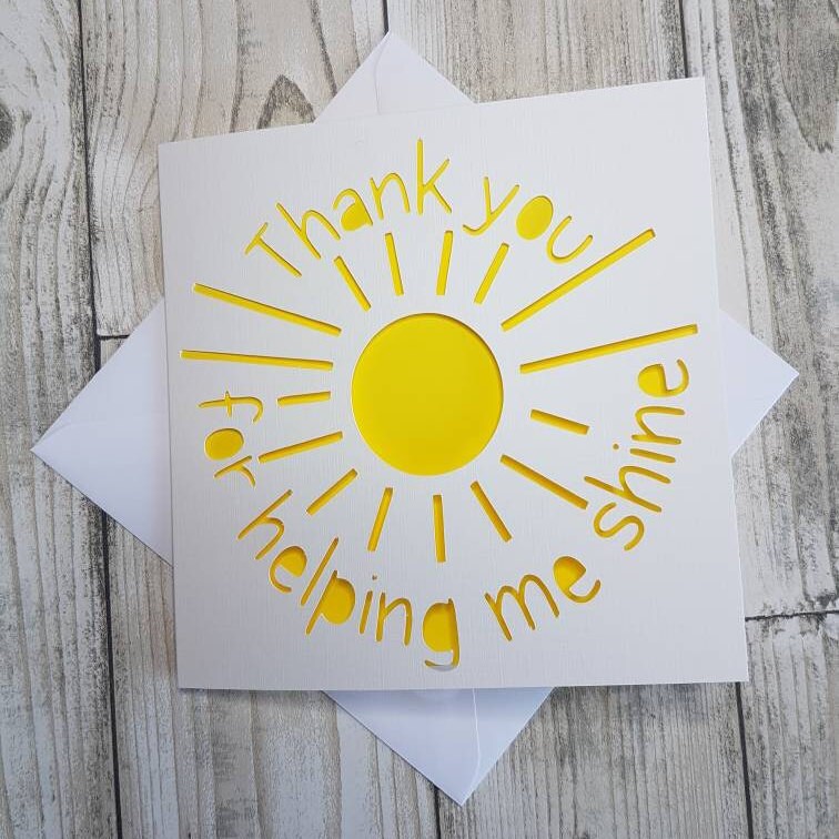 Thank You Teacher Card: Helping Me Shine Papercut Design