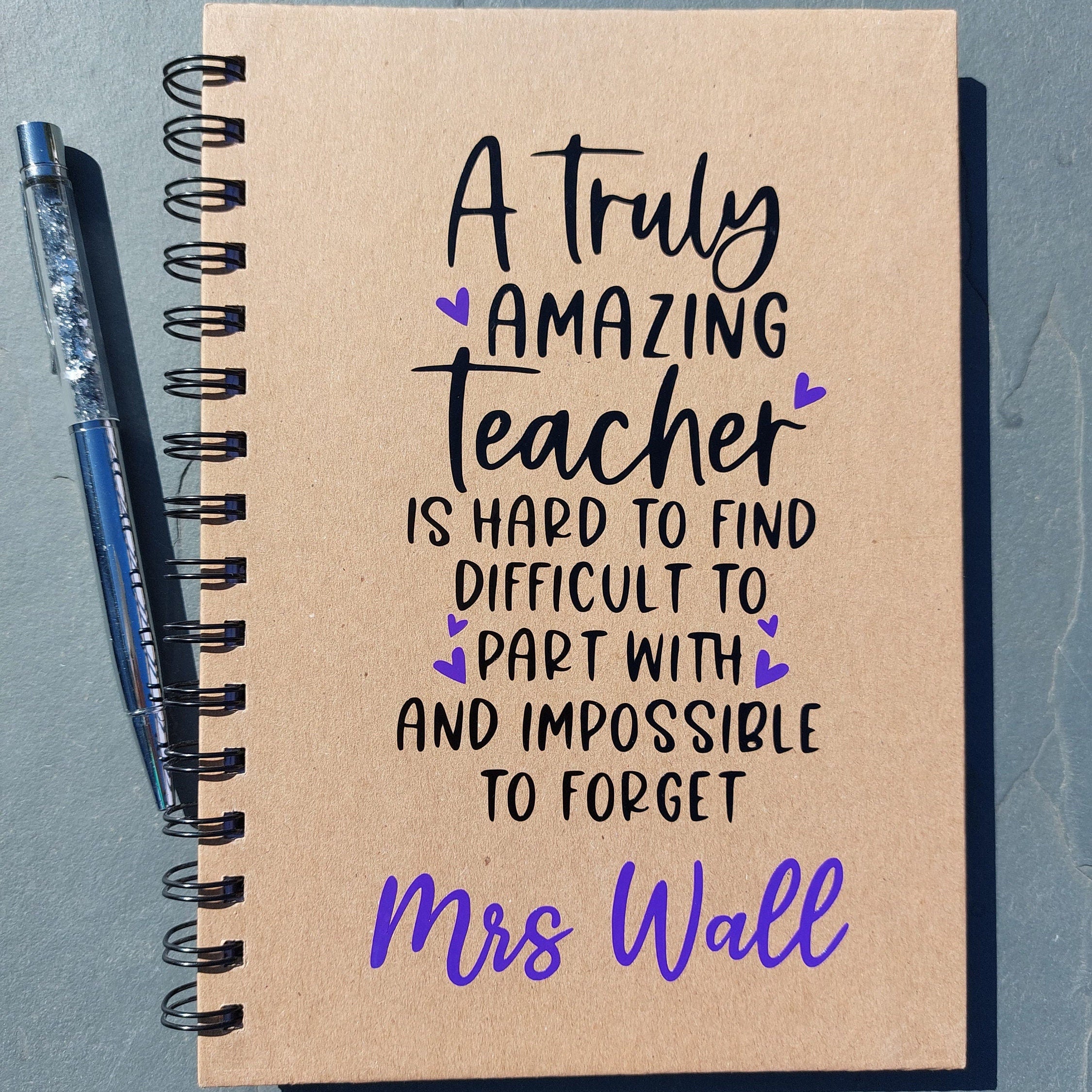Personalised Teacher Appreciation Notebook: Teacher Thank You Gift, Kraft A5