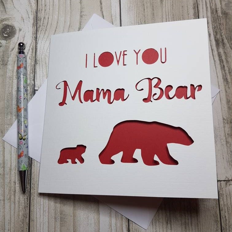 Mama Bear Papercut Card, Mother's Day Gift