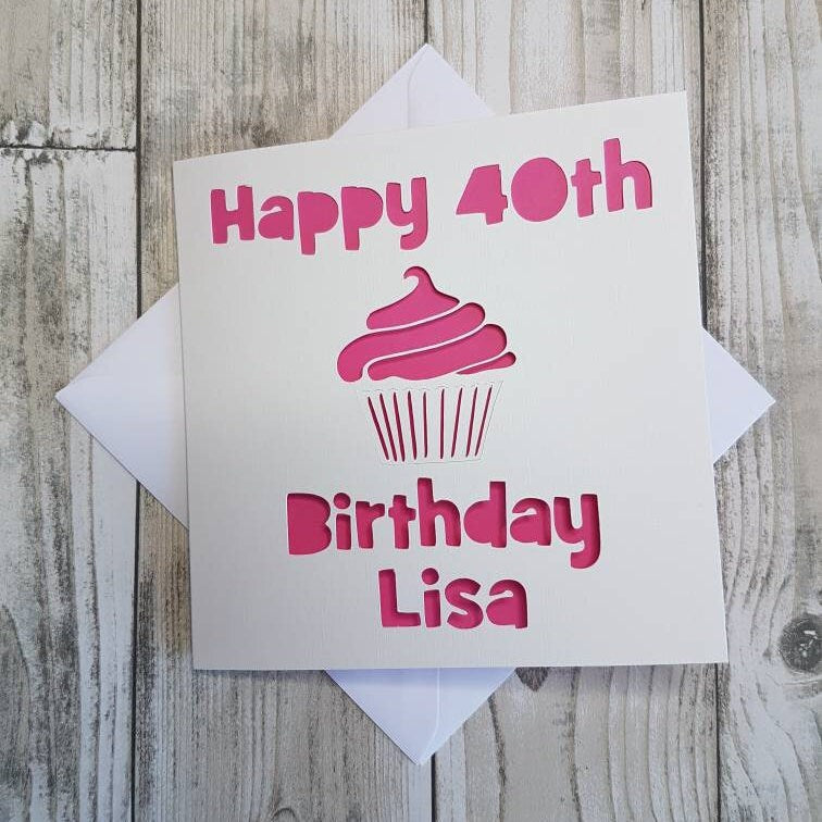 Personalised Papercut Birthday Card: Cupcake Design, Any Age