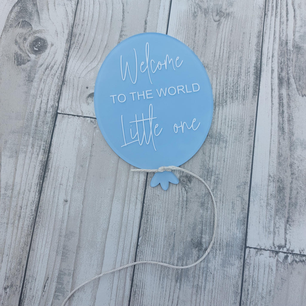 Painted Acrylic Birth Announcement Balloon: Baby Photo Prop