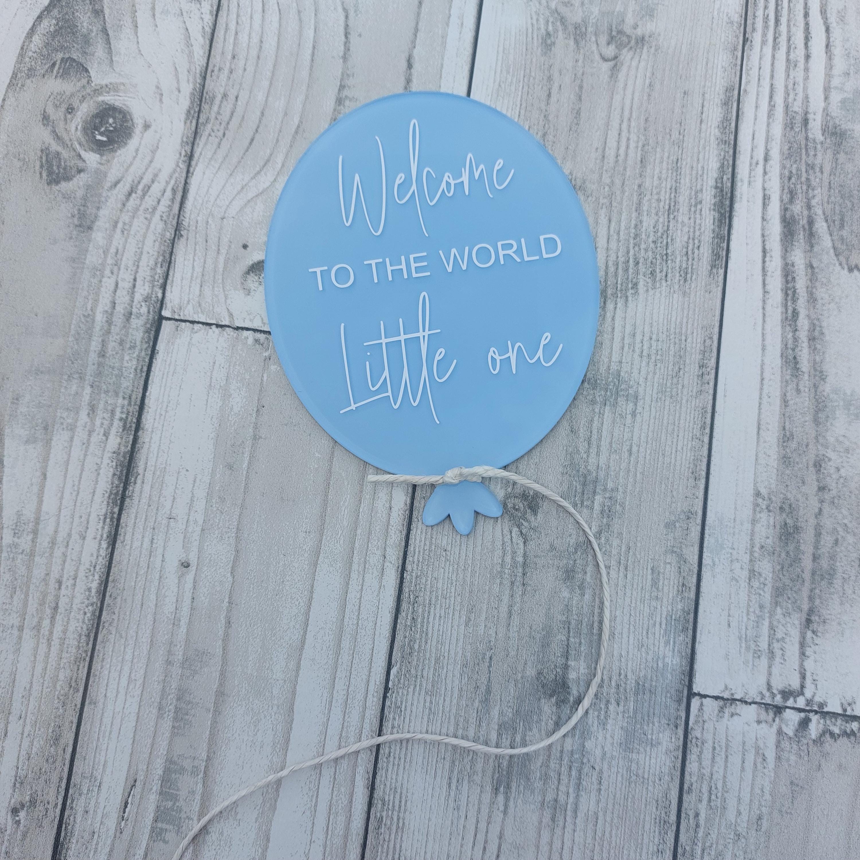 Painted Acrylic Birth Announcement Balloon: Baby Photo Prop