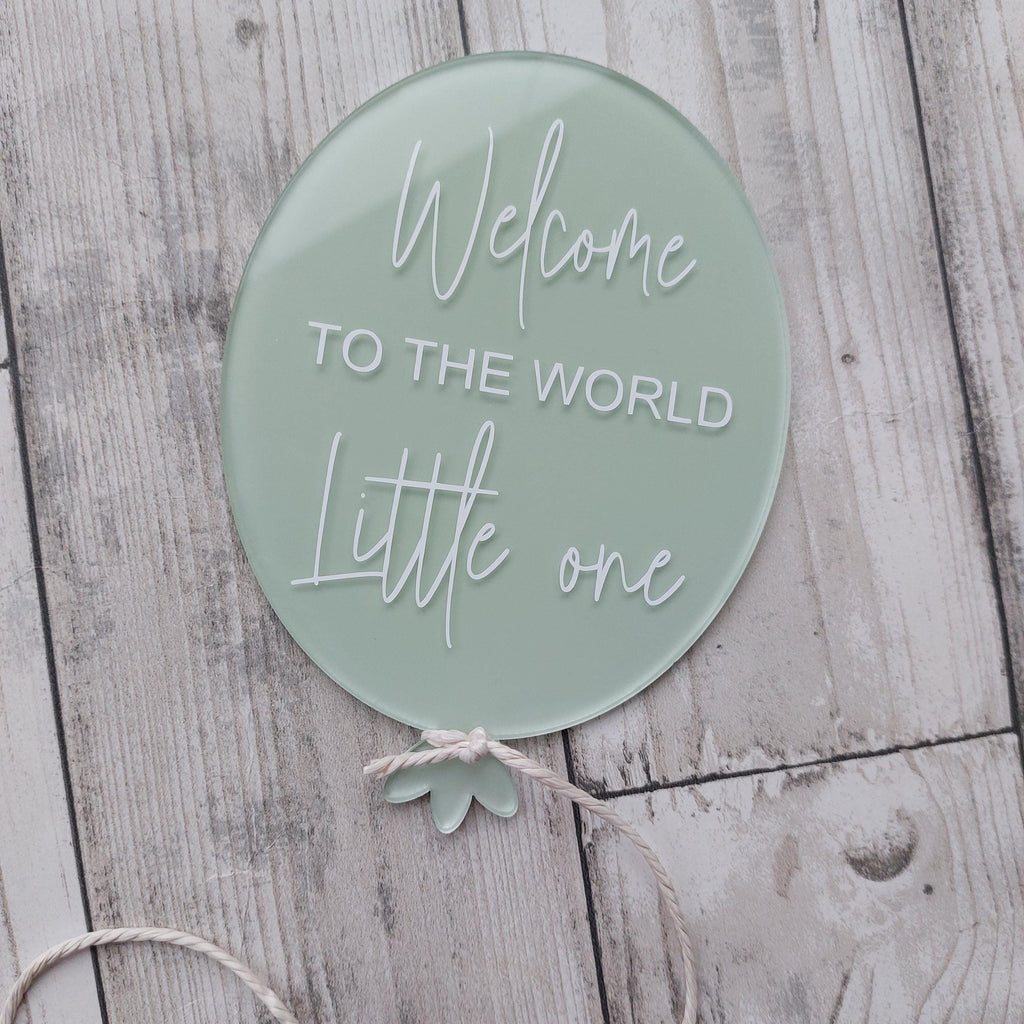 Painted Acrylic Birth Announcement Balloon: Baby Photo Prop