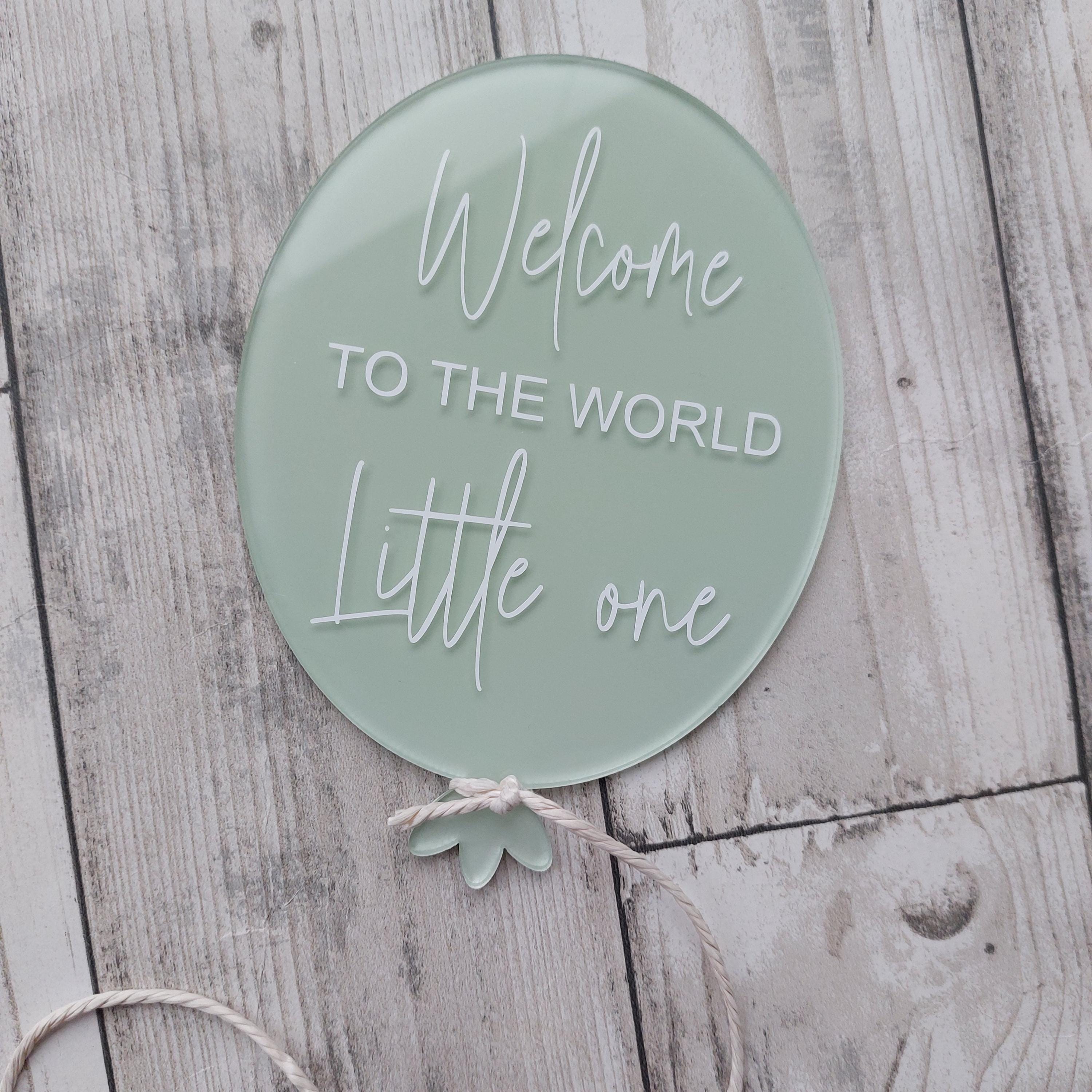 Painted Acrylic Birth Announcement Balloon: Baby Photo Prop