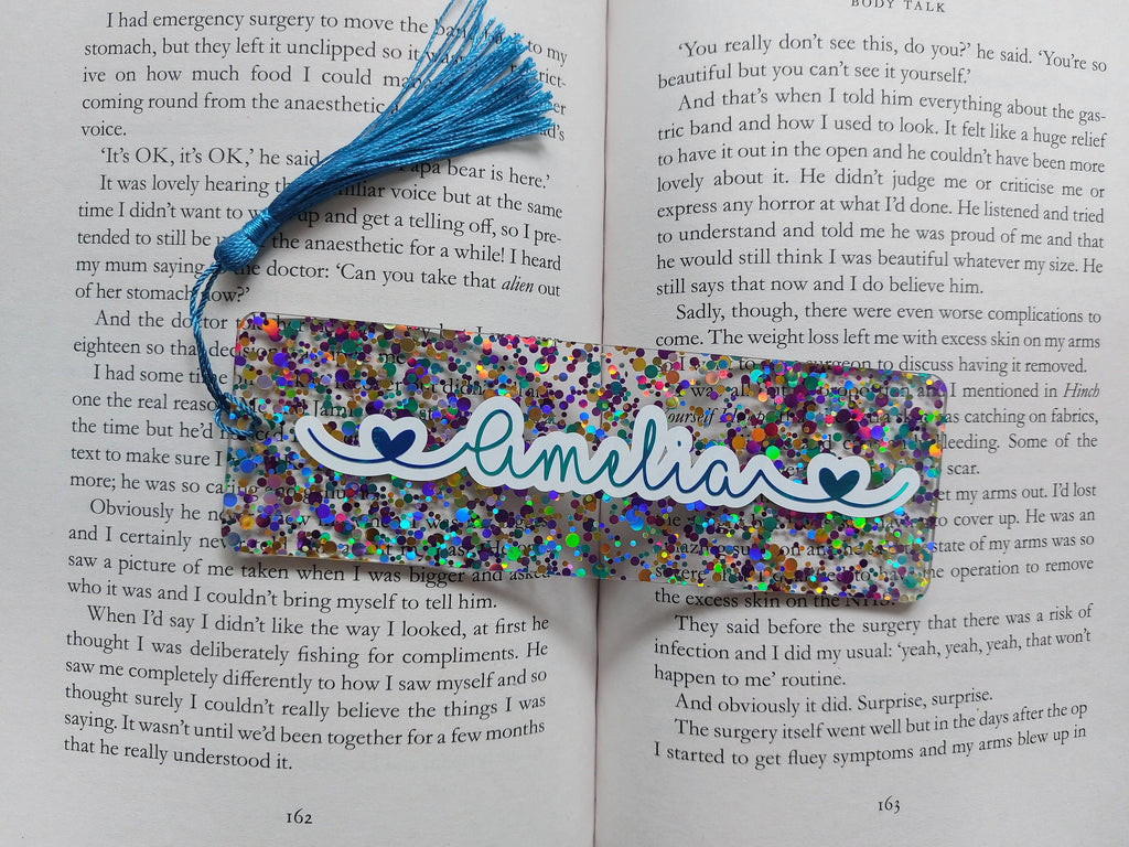 Personalised Glitter Acrylic Bookmark with Tassel